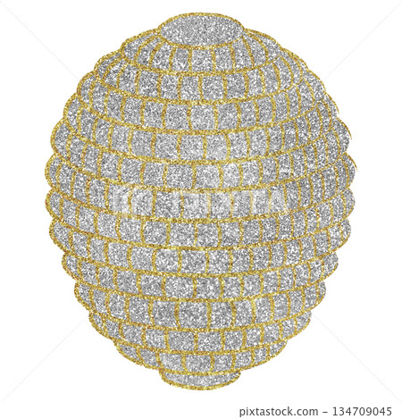 Illustration material Beehive Bee Gold Silver Illustration material Beehive Bee Gold Silver 134709045