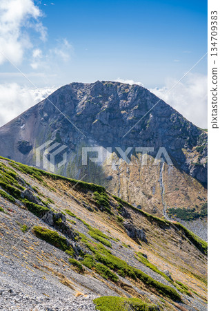 Asahidake seen from Mt. Shirouma - Hakuba Oike Pond - Traverse of Mt. Shirouma in the Northern Alps Asahidake seen from Mt. Shirouma - Hakuba Oike Pond - Traverse of Mt. Shirouma in the Northern Alps 134709383