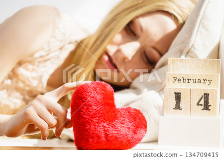 Sad woman on Valentines day 134709415