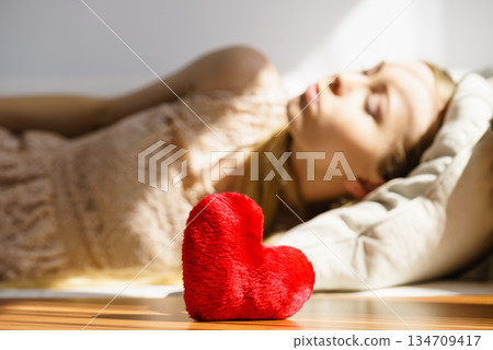 Sad woman on Valentines day Sad woman on Valentines day 134709417