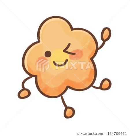 Watercolor style loose bento side dish character flower-shaped carrot illustration (single, transparent, copy space) 134709651