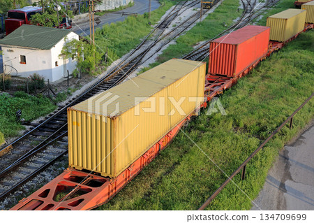 Intermodal Containers Cargo Train Intermodal Containers Cargo Train 134709699