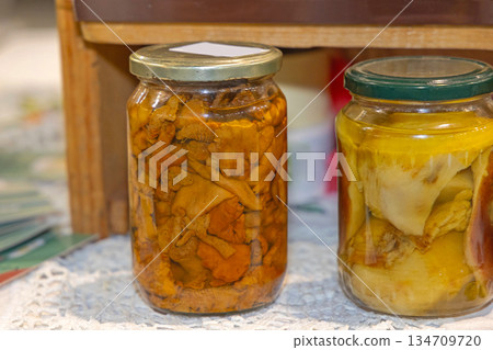 Pickled Chanterelle Mushroms Jar Pickled Chanterelle Mushroms Jar 134709720