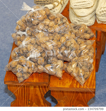 Bags of Shelled Walnuts Bags of Shelled Walnuts 134709799