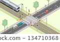 Isometric image of a closed railroad crossing [B] (green area) 134710368