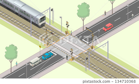封閉鐵路道口的等距影像[B]（綠色區域） 134710368