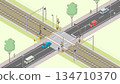 Isometric image of an open railroad crossing [B] (green area) 134710370