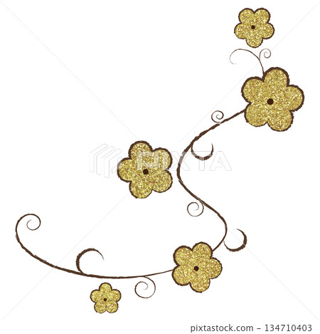 Illustration material: Plants, Gold Illustration material: Plants, Gold 134710403