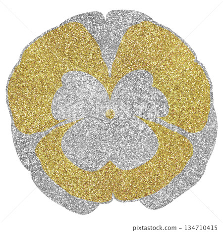 Illustration material hand-drawn flower silver gold Illustration material hand-drawn flower silver gold 134710415