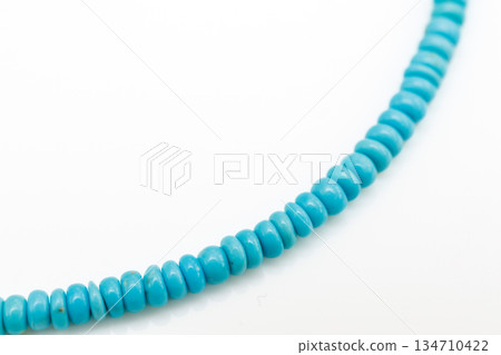Sleeping Beauty Turquoise Necklace Round Bead Natural Stone White Background Material Sleeping Beauty Turquoise Necklace Round Bead Natural Stone White Background Material 134710422