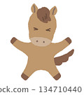 Cute 2-head-tall zodiac series - Year of the Horse / No main lines / Full body with expression and movement / Happy pose 134710440