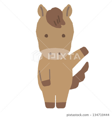 Cute 2-head-tall zodiac series - Year of the Horse / No main lines / Full body with expression and movement / Pointing and informing pose Cute 2-head-tall zodiac series - Year of the Horse / No main lines / Full body with expression and movement / Pointing and informing pose 134710444