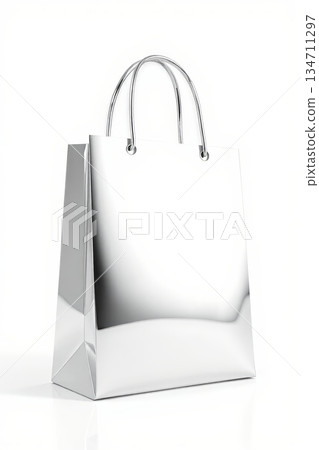 silver paper shopping bag 134711297