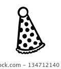 Birthday Party Hat Hand Drawn w Black and White Thick Lines 134712140
