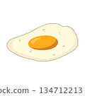 Sunny Side Up Fried Egg Vector Illustration. Perfect for food concepts, breakfast menus, cooking blogs, kitchen designs, educational materials, packaging, stickers. 134712213