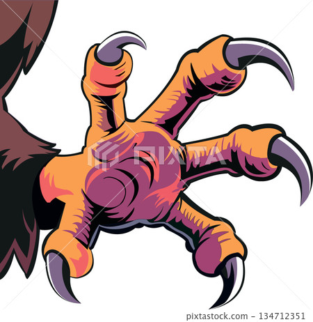 Eagle talon grabbing with sharp claws, powerful symbol of strength 134712351