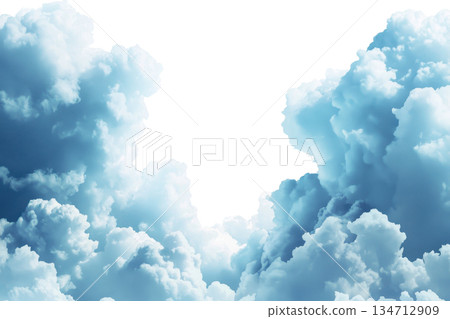 Bright blue sky with fluffy white clouds forming a natural and serene backdrop, evoking a sense of peace and tranquility. Bright blue sky with fluffy white clouds forming a natural and serene backdrop, evoking a sense of peace and tranquility. 134712909