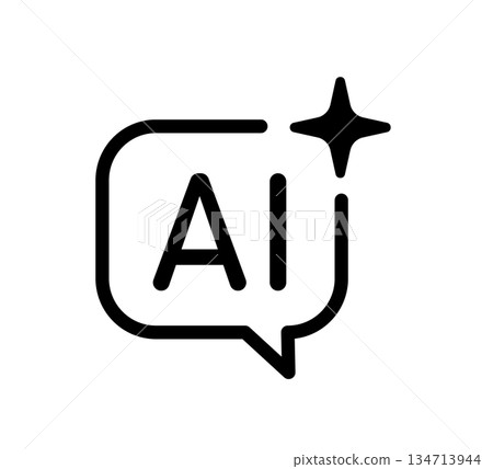AI star chat icon. Artificial intelligence symbol. Gradient blue purple digital AI robot sign. Magic star smart voice assistant. Design element. Vector illustration isolated on white background 134713944