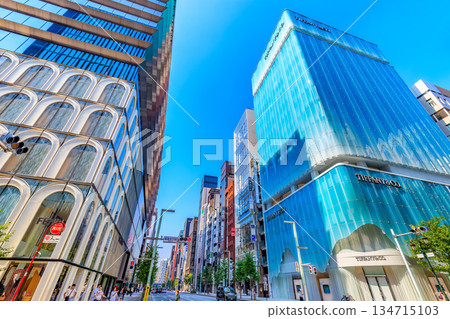 Tokyo, Chuo Ward, Ginza cityscape, near the Ginza 5-chome intersection 134715103