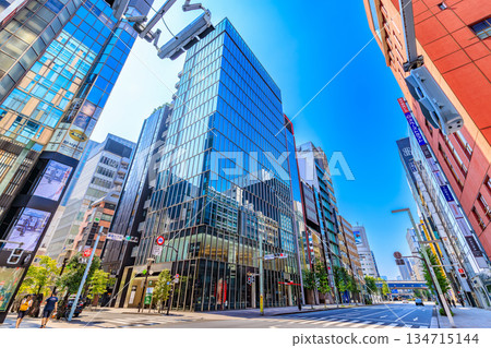 Tokyo, Chuo Ward, Ginza cityscape, near the Ginza 7-chome intersection 134715144