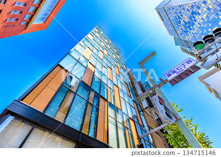 Tokyo, Chuo Ward, Ginza cityscape, near the Ginza 7-chome intersection 134715146