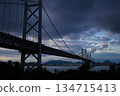 Beautiful Seto Ohashi Bridge before dawn 134715413