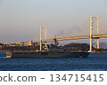 Transport ship passing through the Seto Ohashi Bridge 134715415