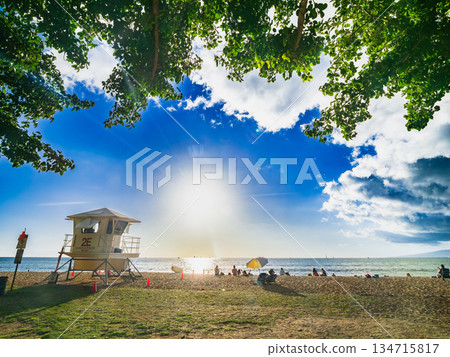 太陽套夏威夷威基基海灘 134715817