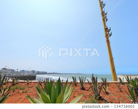 Casablanca - View of the Atlantic Ocean from Hassan II Mosque - Clear May Casablanca - View of the Atlantic Ocean from Hassan II Mosque - Clear May 134716002