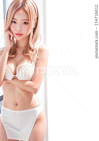Beautiful young woman in a white bikini Beautiful young woman in a white bikini 134716012