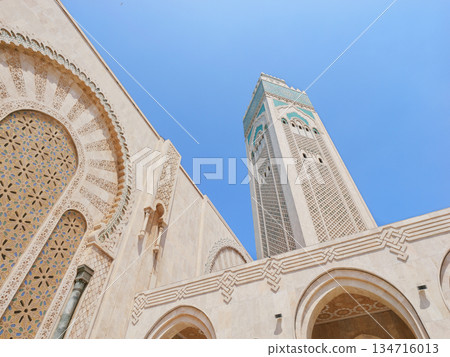 Casablanca Hassan II Mosque, clear May day Casablanca Hassan II Mosque, clear May day 134716013