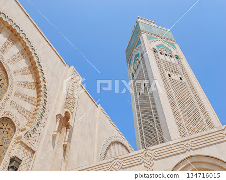 Casablanca Hassan II Mosque, clear May day Casablanca Hassan II Mosque, clear May day 134716015