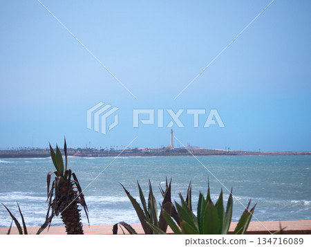 Casablanca - View of the Atlantic Ocean from Hassan II Mosque - Clear May Day 134716089