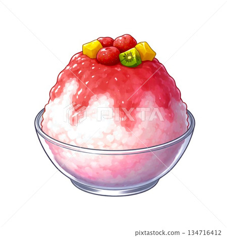 Japanese shaved ice illustrations that can be used to promote restaurants and tourism 134716412