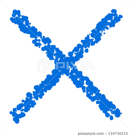 Crayon material: Hand-drawn cross mark Crayon material: Hand-drawn cross mark 134716533