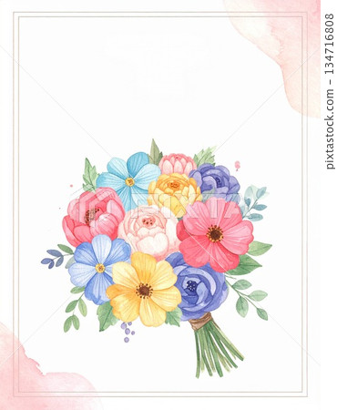Lenormand "Bouquet" Cute bouquet card for children Watercolor illustration 1 / Material for flyers and posters 134716808