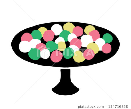 Hina-arare (rice crackers) for Hinamatsuri (Doll Festival) in a print style Hina-arare (rice crackers) for Hinamatsuri (Doll Festival) in a print style 134716838