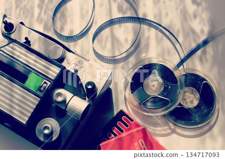 Retro 8mm projector and film Retro 8mm projector and film 134717093