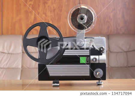 Retro 8mm projector and film 134717094