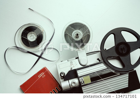 Retro 8mm projector and film 134717101