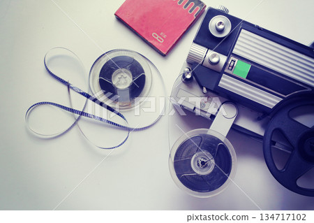 Retro 8mm projector and film 134717102