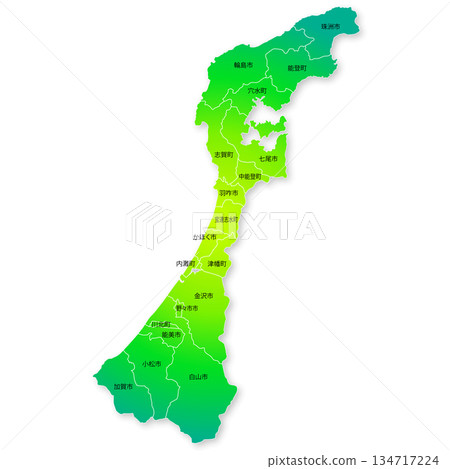 Ishikawa prefecture and municipalities map 134717224