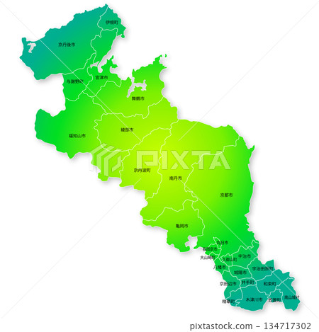 Kyoto prefecture and municipalities map Kyoto prefecture and municipalities map 134717302