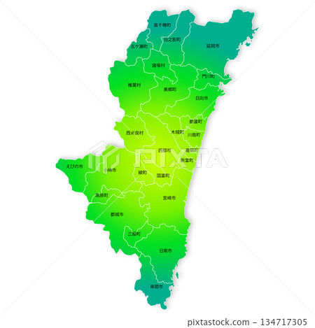 宮崎縣市町村地圖 134717305