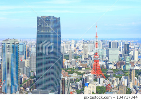 東京鐵塔與麻布台山風景 東京都港區森 JP 塔 東京鐵塔與麻布台山風景 東京都港區森 JP 塔 134717344