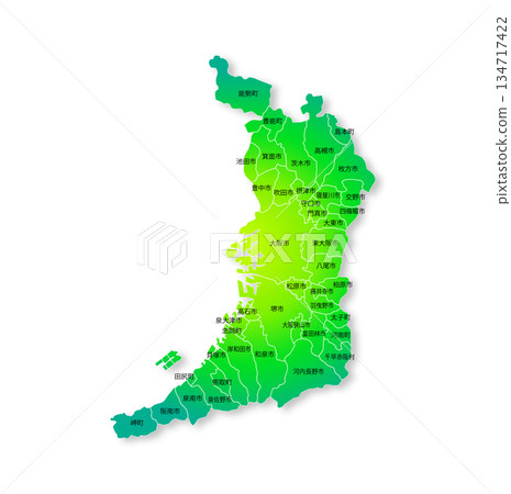 大阪府和直轄市的地圖 大阪府和直轄市的地圖 134717422
