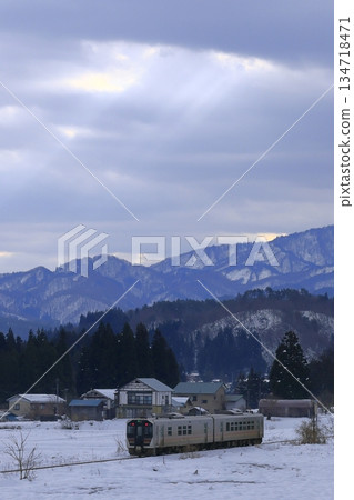Banetsu West Line with snow scene Banetsu West Line with snow scene 134718471