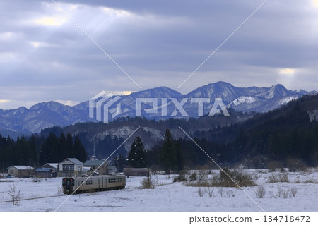 Banetsu West Line with snow scene Banetsu West Line with snow scene 134718472