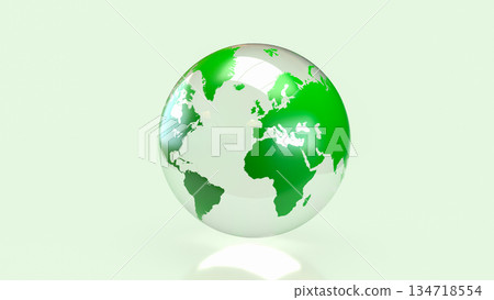 Green Transparent Earth Globe Representing Global Sustainability and Environmental Responsibility 3d render. Green Transparent Earth Globe Representing Global Sustainability and Environmental Responsibility 3d render. 134718554