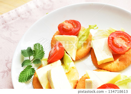 Cheese-like tofu marinated in miso - a Western-style snack for parties 134718613